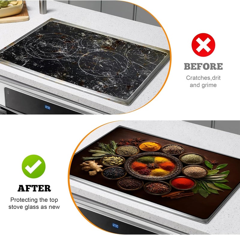AOHMPT Multi-Design Stove Top Cover for Glass/Electric Stoves - 3-in-1 Heat-Resistant Protector Mat, Non-Slip Drying Rack 28"x20" - Image 5
